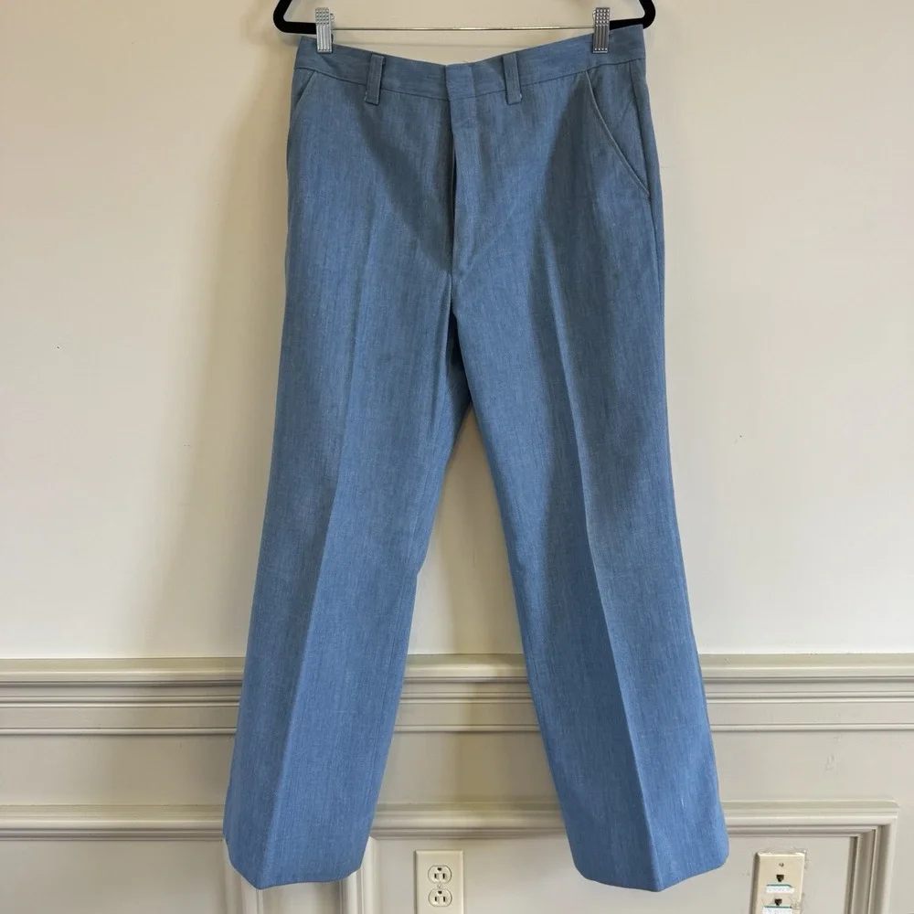 Tobias LA Men's VTG 70s Light Blue Denim Look Leisure Suit Three Piece Size 42 - Picture 11 of 16